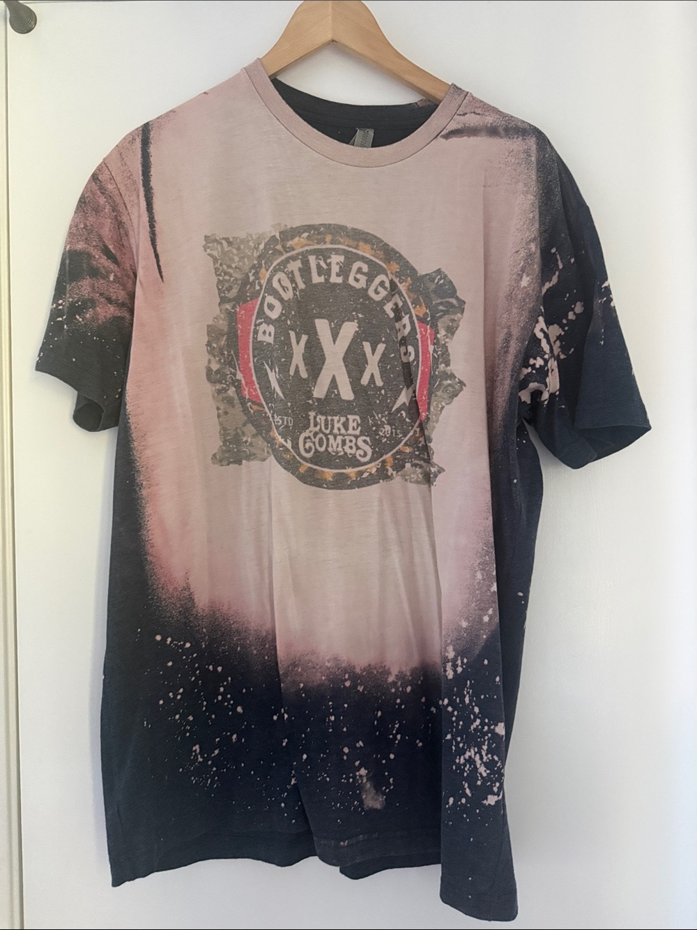 Next Level Apparel Bottleggers Ombre Graphic Tee - Pink and Black